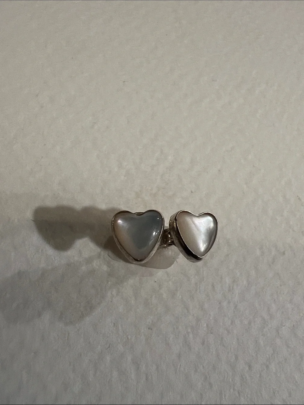 Heart Shaped Mother-of-Pearl Stud Earrings - White